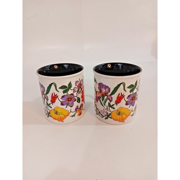 Creative Concepts Enchanted Garden Floral Mugs 1992 Signed - Picture 4 of 6